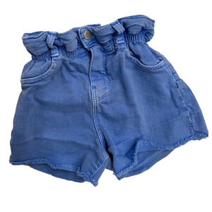 Zara Girl’s Paper Bag Denim Shorts in Blue